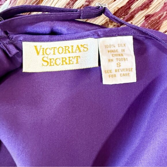 Victorias Secret 80s Purple Vintage Gold Label Silk Slip Mini Size Small - Picture 7 of 7